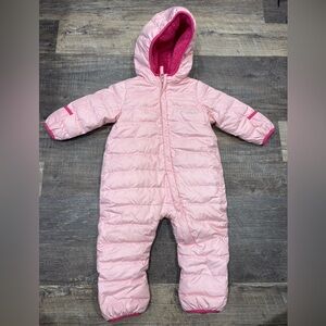 Eddie Bauer Duck Down Snowsuit in Pink fleece lining 6-12m infant
